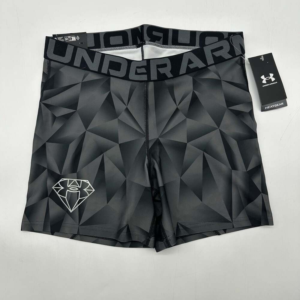 Under Armour Compression Women's Size Large Mid Rise Middy Gray Diamond Shorts